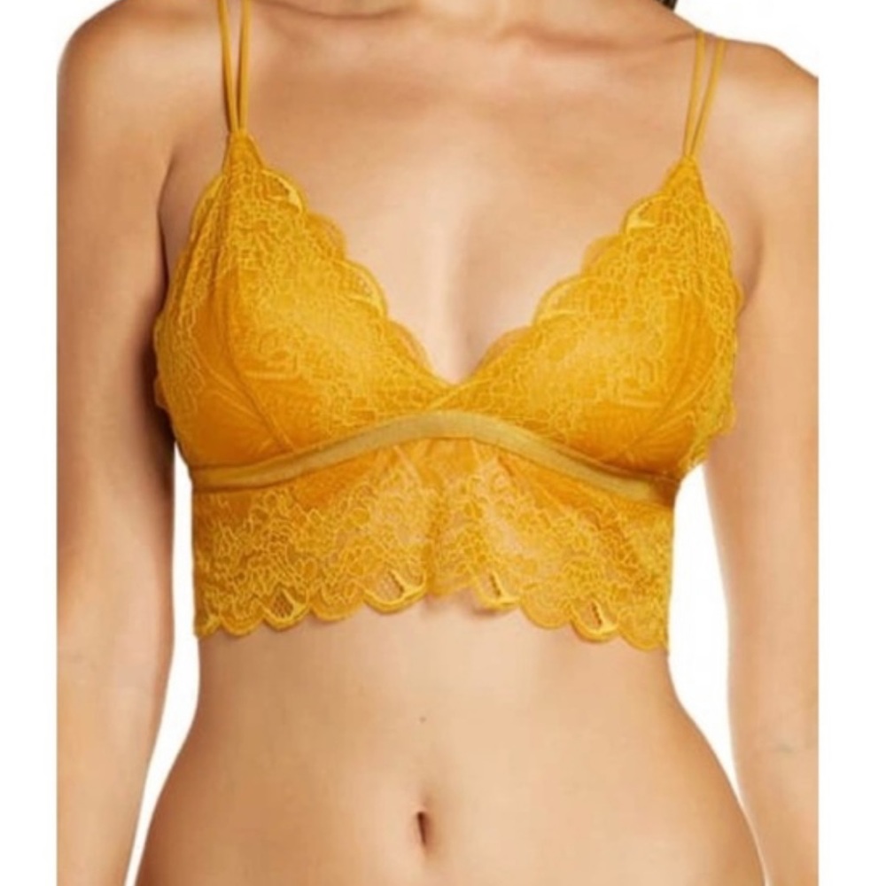 NWTO Madewell Lace Liana Longline Bralette in Amber Gold